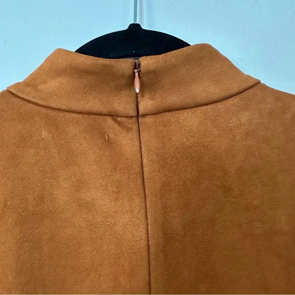 Lanston Women’s Sleeveless Brown Suede Turtleneck Back Zip-Up Dress Size L NWT - Picture 8 of 10